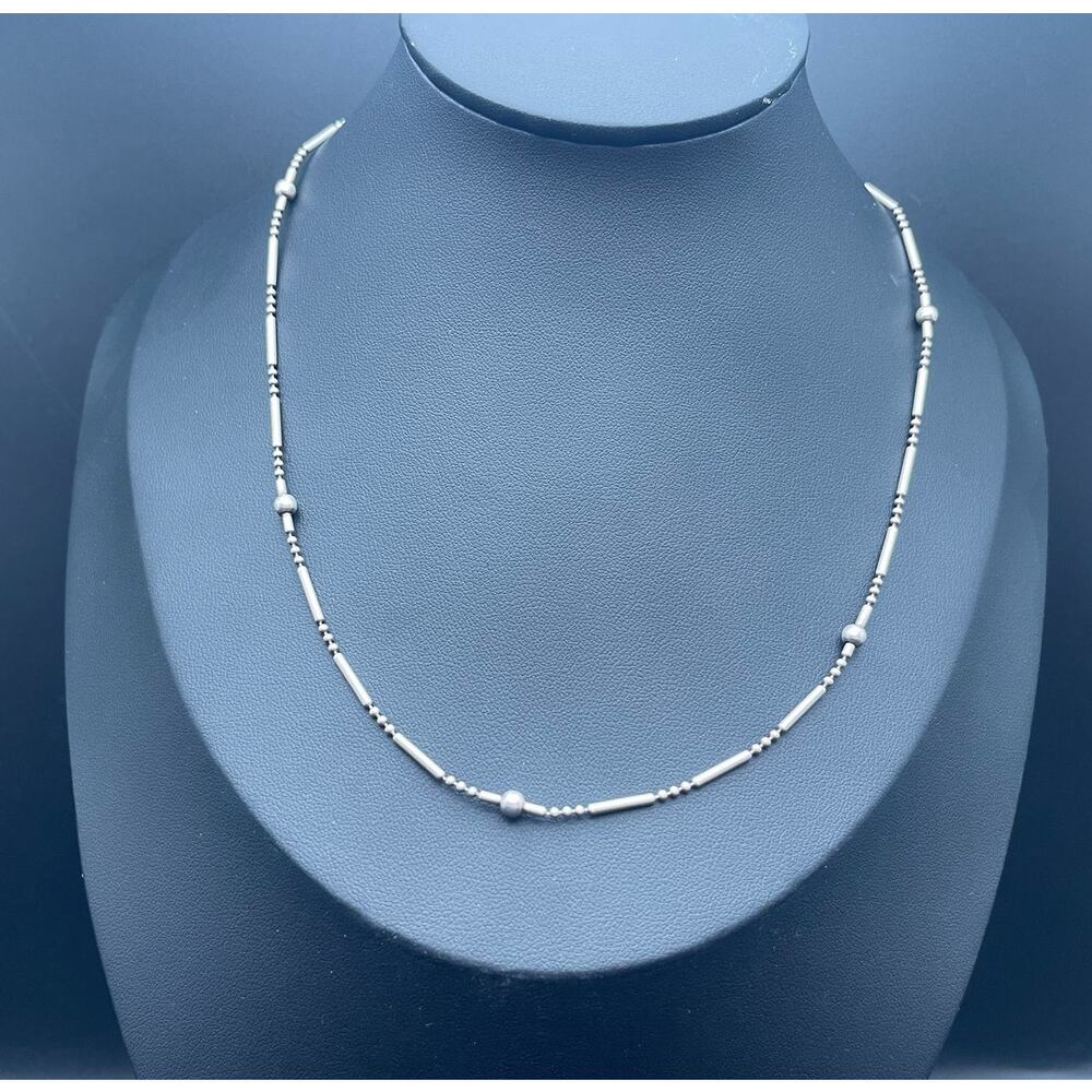 FAS 925 Italy Dot Dash Chain Sterling Silver 17" Necklace Spring Ring Clasp - Picture 3 of 8
